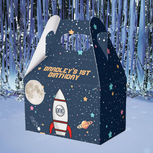 Astronaut Rocket Outer Space 1st Birthday Party Favour Box