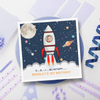 Astronaut Rocket Outer Space 1st Birthday Photo