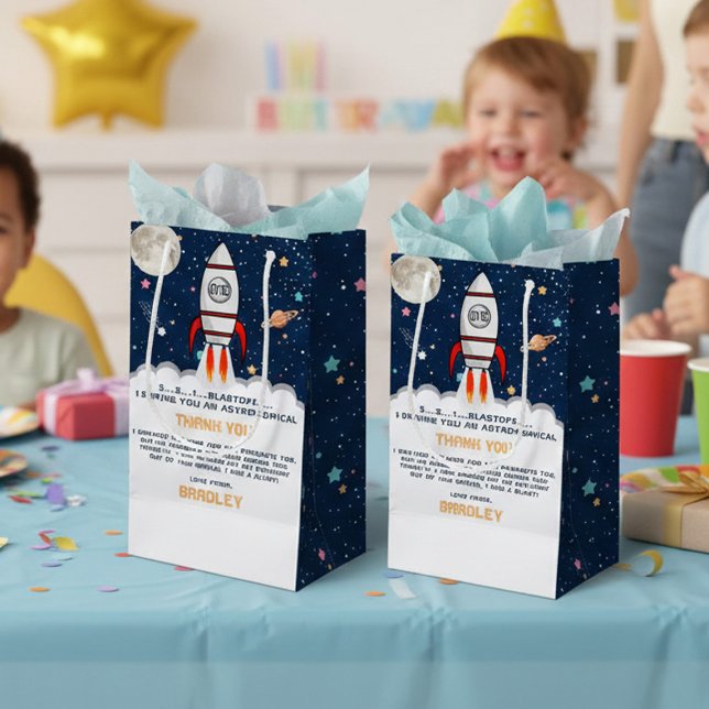 Astronaut Rocket Outer Space 1st Birthday Small Gift Bag (Creator Uploaded)