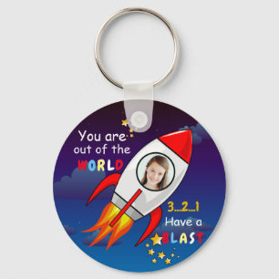 Astronaut rocket outer space personalised photo  key ring