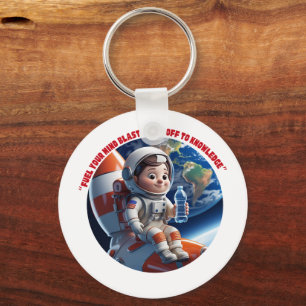 “Astronaut Rocket Ship Space Adventure Keychain” Key Ring