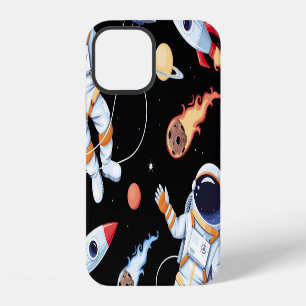 Astronaut Rocket: Vintage Space Seamless Pattern iPhone 12 Case