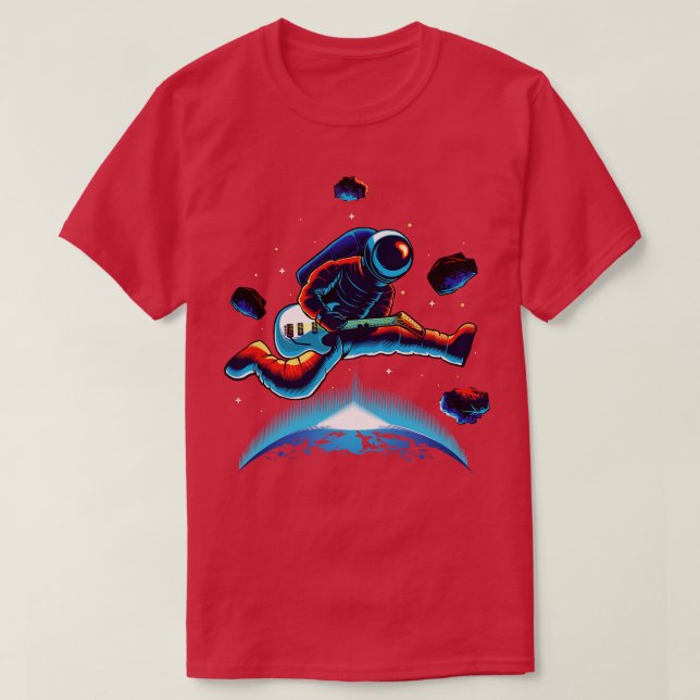 Astronaut Rocking in Outer Space T-Shirt (Design Front)