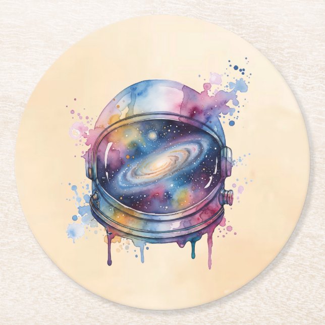 Astronaut Round Paper Coaster (Front)
