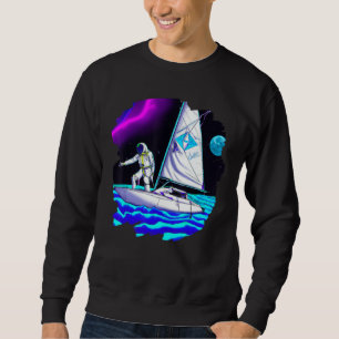 Astronaut Sailing on Boat in Space Ocean Lake Cool Sweatshirt