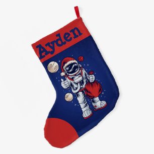 Astronaut Santa in Space Large Christmas Stocking