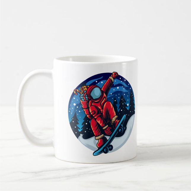 Astronaut Santa With Skateboard Coffee Mug (Left)