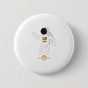 Astronaut Saturn 6 Cm Round Badge