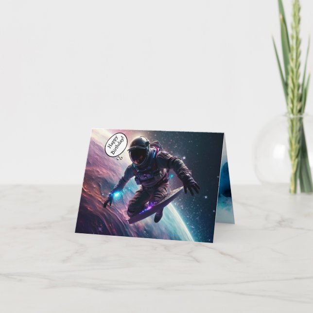 Astronaut Sci-Fi Birthday Folded Greeting Card (Front)