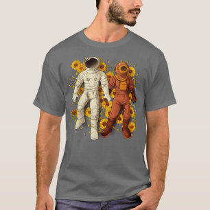 Astronaut Scuba Diving Holding Hands by Tobe Fonse T-Shirt