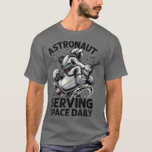 Astronaut Serving Space Daily - Funny - Planets - T-Shirt