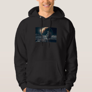 Astronaut sits in a beach chair on the Moon surfac Hoodie