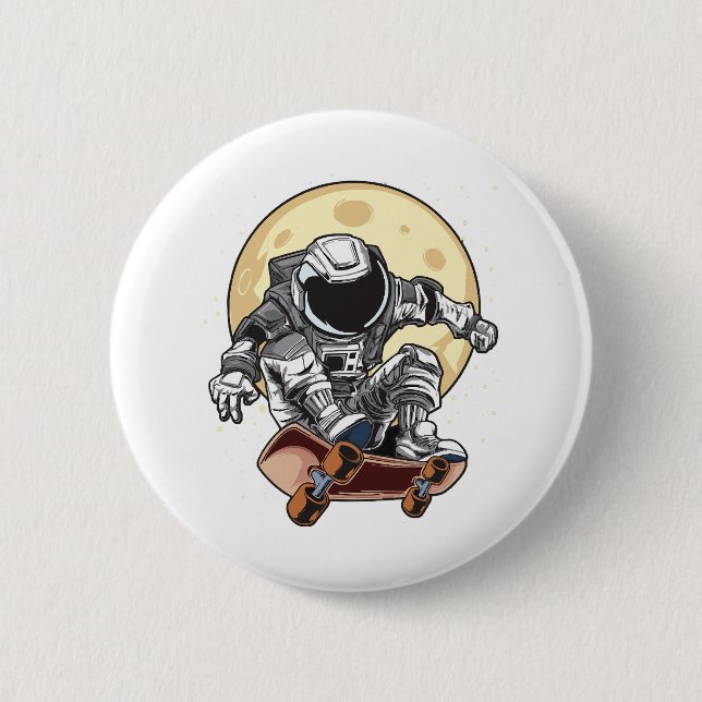 Astronaut Skate 6 Cm Round Badge (Front)