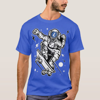 Astronaut Skate LiteCoin LTC Coin To The Moon Cryp T-Shirt