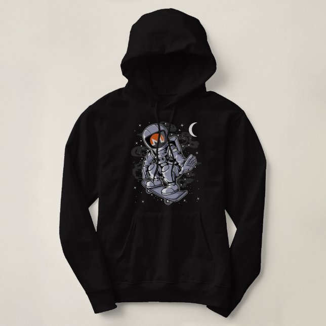 Astronaut Skate Monero XMR Crypto Coin HODL Token Hoodie (Design Front)