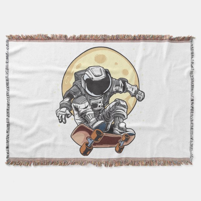 Astronaut Skate Throw Blanket (Front)