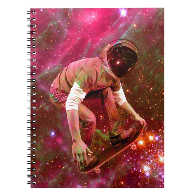 Astronaut Skateboarder Spiral Notebook (Front)