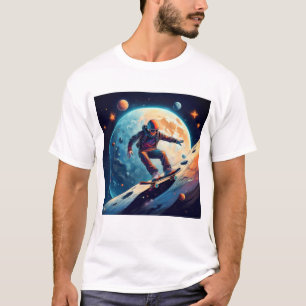 Astronaut Skateboarding in Space T-Shirt