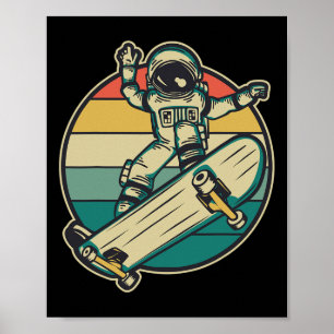 Astronaut Skateboarding Skateboard  Poster
