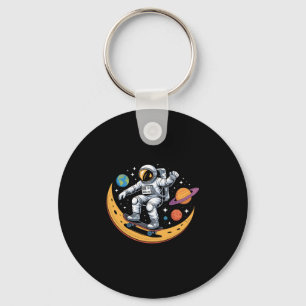 Astronaut Skateboarding Space Moon Planets Kids Key Ring