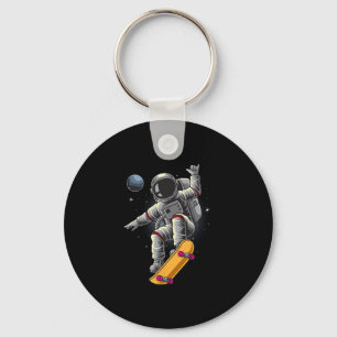 Astronaut Skateboarding Space Planets Moon Astrona Key Ring