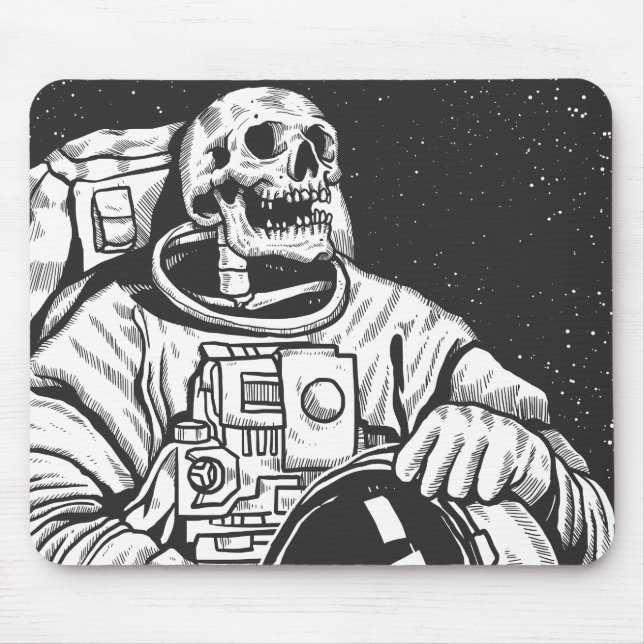 Astronaut Skeleton Spooky Skull Mouse Pad (Front)