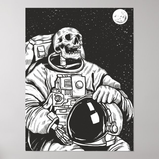 Astronaut Skeleton Spooky Skull Poster (Front)