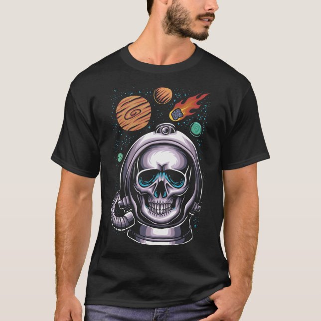 Astronaut Skull Helmet Space T-Shirt (Front)