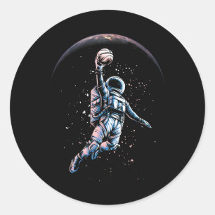 Astronaut Slam Dunk Space Tee Sketll Lover Cool Un Classic Round Sticker