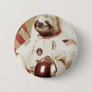 Astronaut Sloth 6 Cm Round Badge