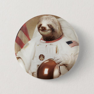astronaut sloth 6 cm round badge