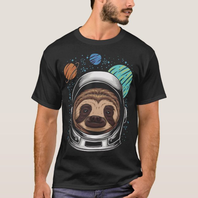 Astronaut Sloth Helmet Space T-Shirt (Front)