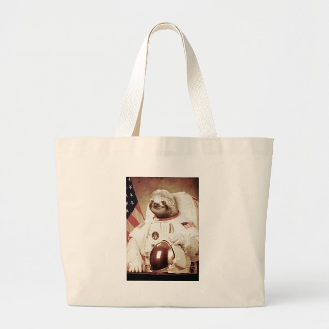 Astronaut Sloth Large Tote Bag (Front)