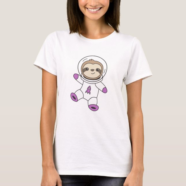 Astronaut Sloth Planet Earth Mars Space T-Shirt (Front)