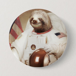 Astronaut Sloth Round Button