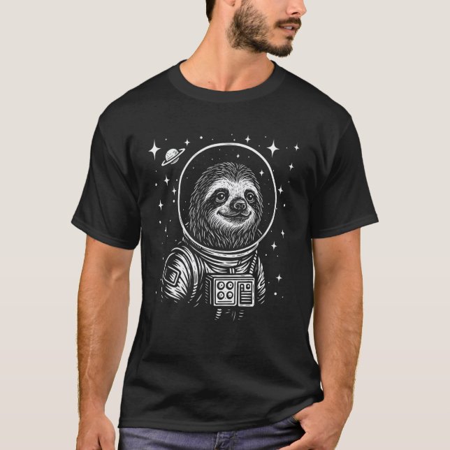Astronaut Sloth Space Galaxy T-Shirt (Front)