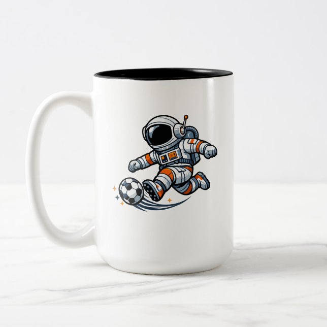 Astronaut Soccer Two-Tone Coffee Mug (Left)