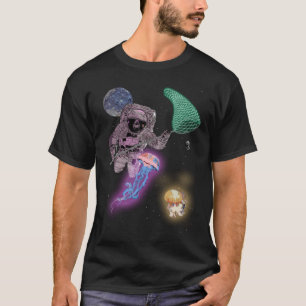 Astronaut Space Alien Jellyfish Hunting with Net G T-Shirt
