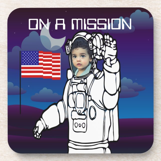 Astronaut space astronomy personalised photo  coaster (Front)