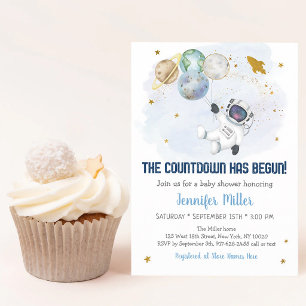 Astronaut Space Baby Shower Countdown Invitation