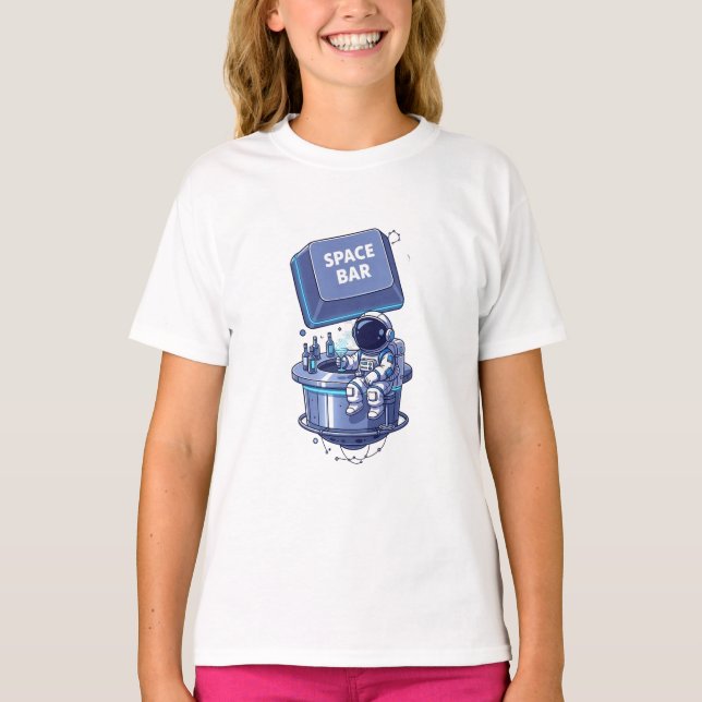 Astronaut Space Bar Bubble Bath Kids T-Shirt (Front)