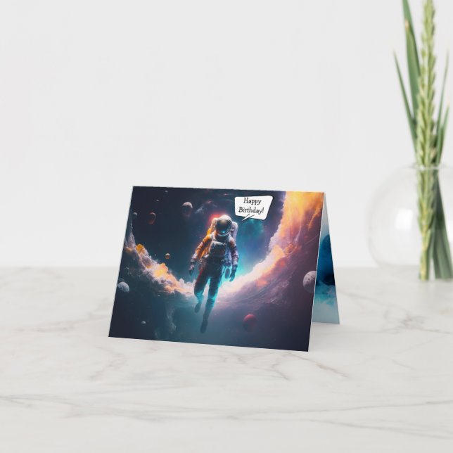 Astronaut Space Birthday Folded Greeting Card (Front)
