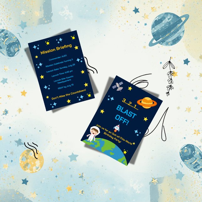 Astronaut Space Birthday Invite | 3 2 1 Blast Off (Creator Uploaded)