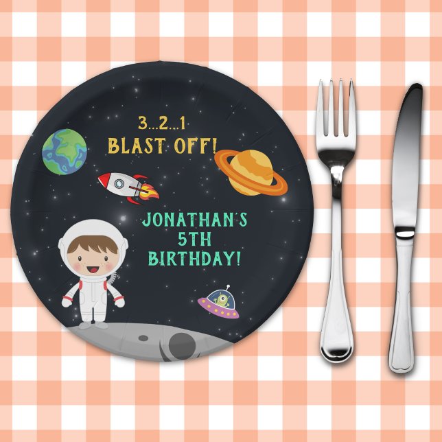 Astronaut Space Birthday Paper - Cosmic Party  Plate (Creator Uploaded)
