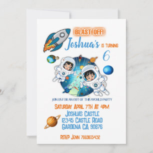 Astronaut Space Birthday Party Invitation