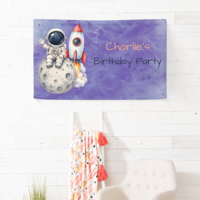 Astronaut Space Birthday Party Welcome Banner (Insitu)