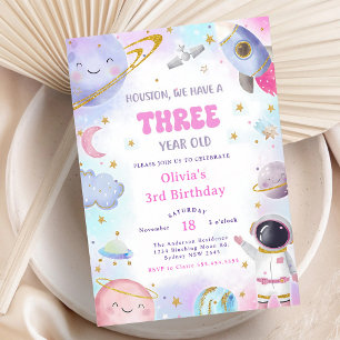 Astronaut Space Blast Off 3rd Birthday Invitation