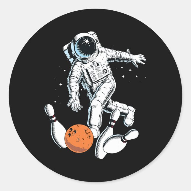 Astronaut Space Bowling Cool Astronaut Bowling Lov Classic Round Sticker (Front)