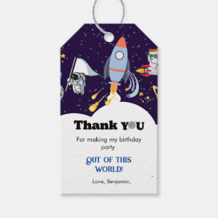 Astronaut space boy planet thank You birthday Gift Tags