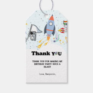 Astronaut space boy planet thank You birthday Gift Tags
